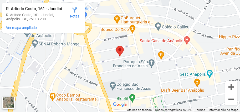 Foto do Google Maps com o endereço da clínica onde os serviços são prestados